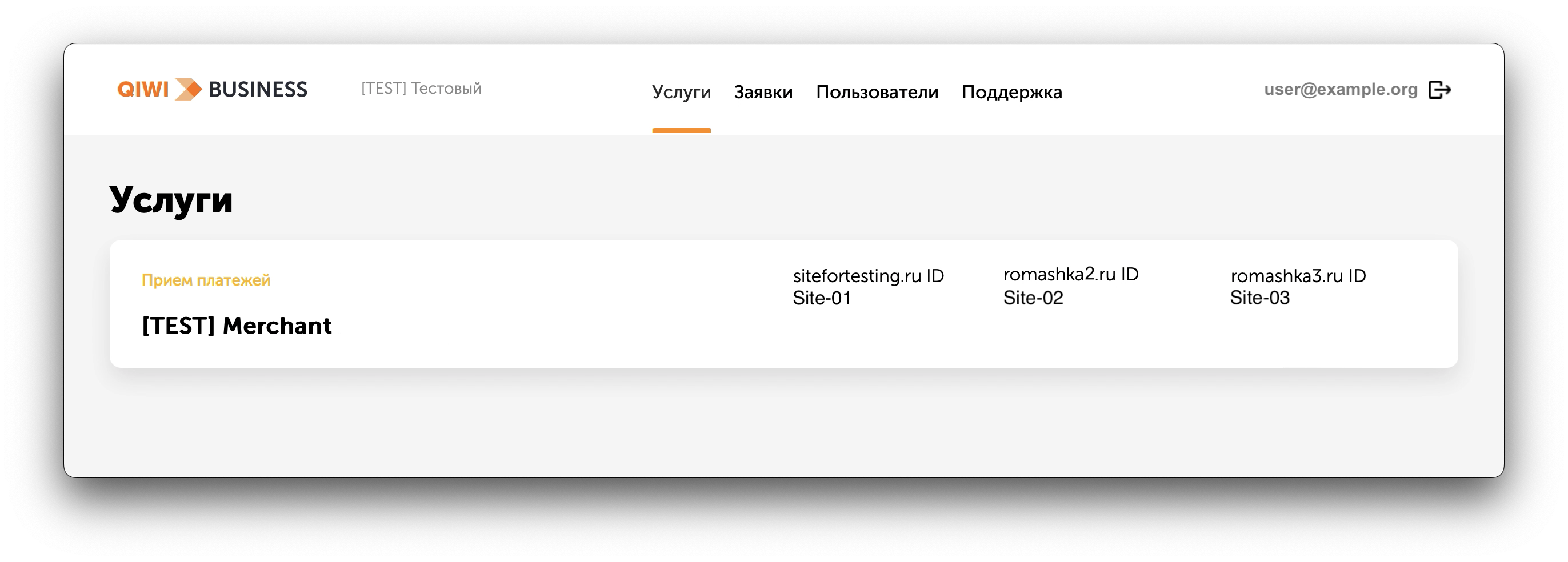Пример главной страницы ЛК LK